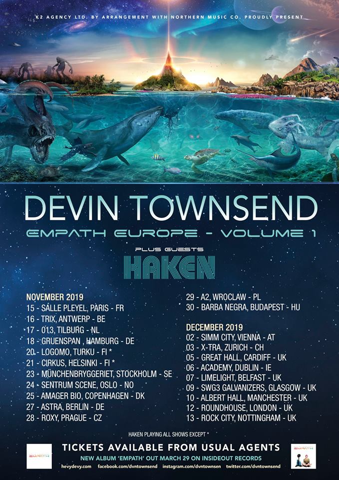 Flyer Devin Townswnd 2019 Empath Europe Tour