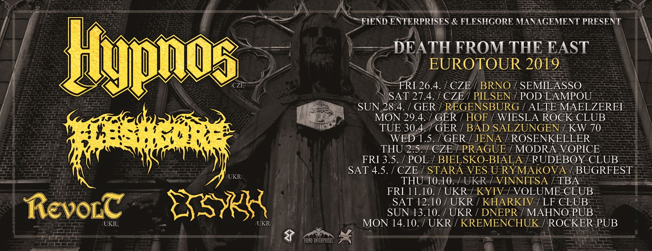 Tourplakat von Hypnos auf Death from the East tour 2019