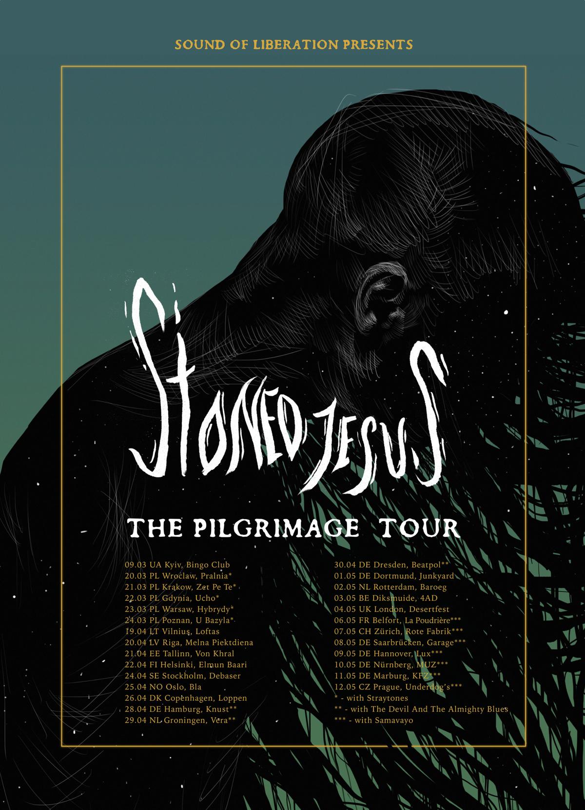 Tourplakat von Stoned Jesus auf The Pilgrimage Tour 2019