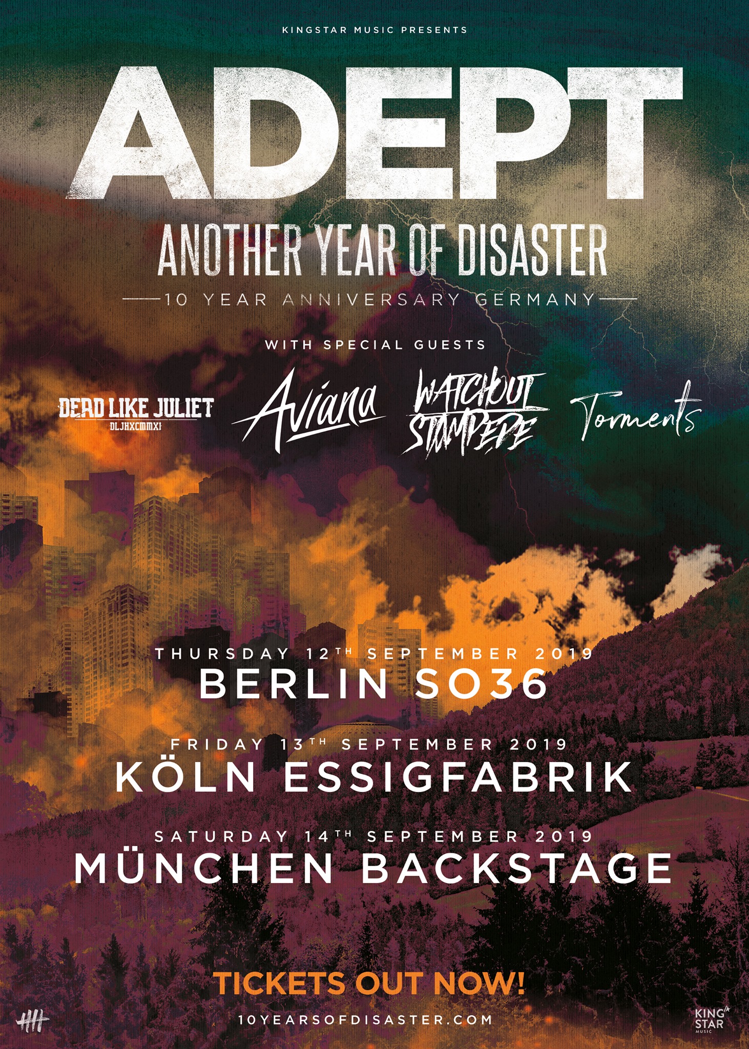 Tourplakat Adept - Another Year Of Disaster Tour 2019
