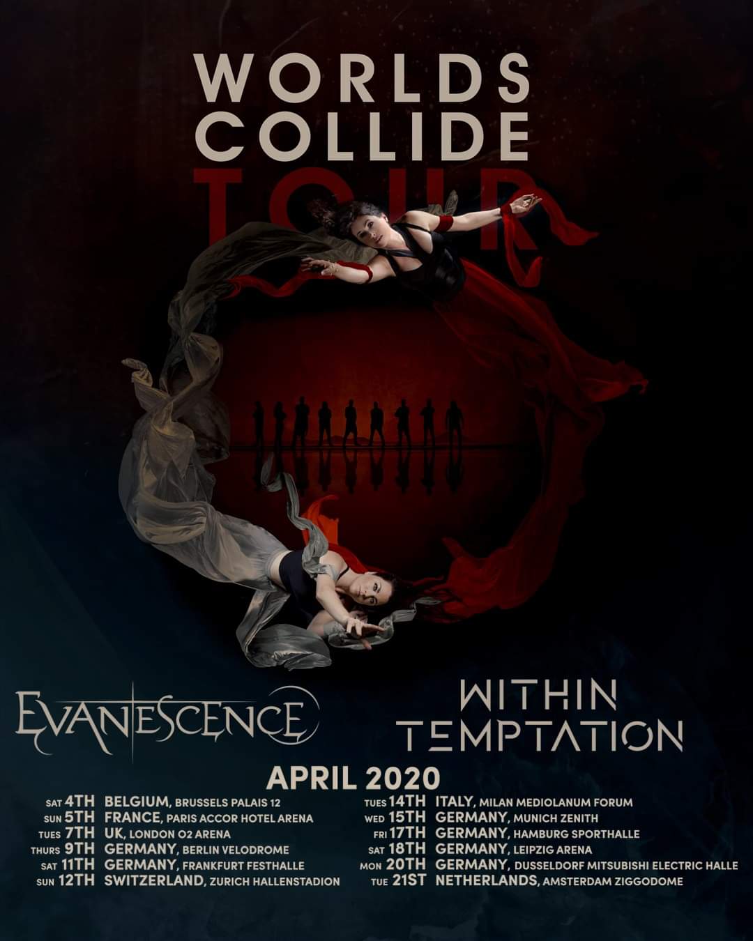 Poster Evanescence & Within Temptation - Worlds Collide Tour 2019
