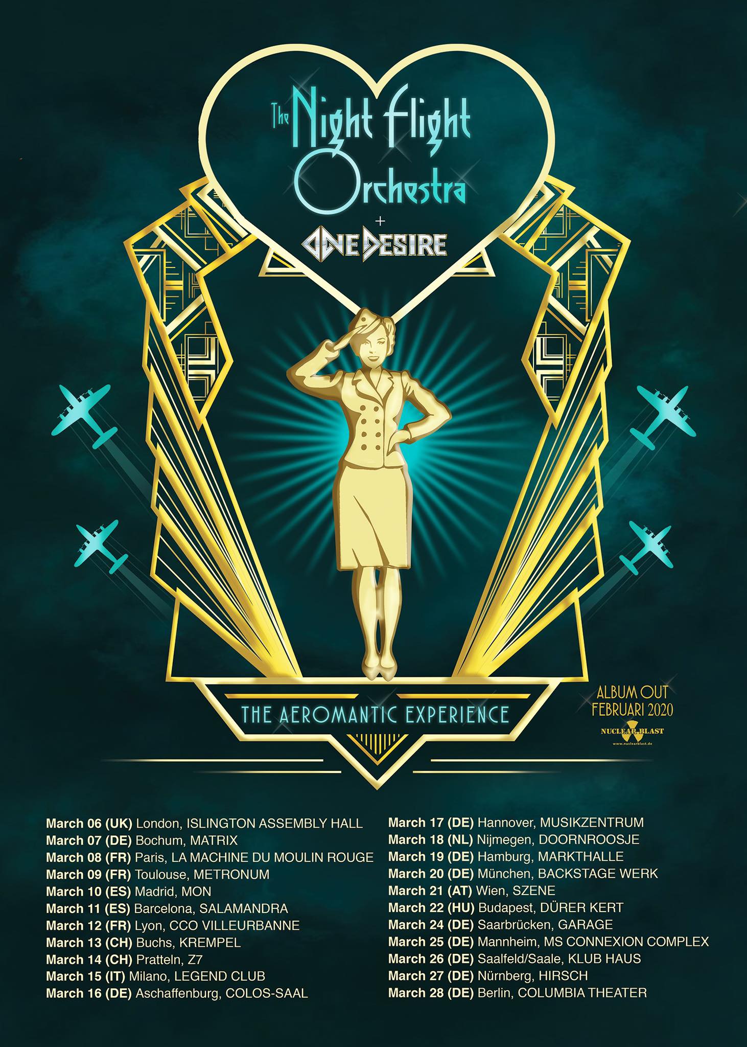 The Night Flight Orchestra - Tourplakat - The Aeromantic Experience 2020