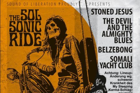 Sol Sonic Ride Tourplakat mit Stoned Jesus, the Devil And The Almighty Blues, Belzebong & Somali Yacht Club
