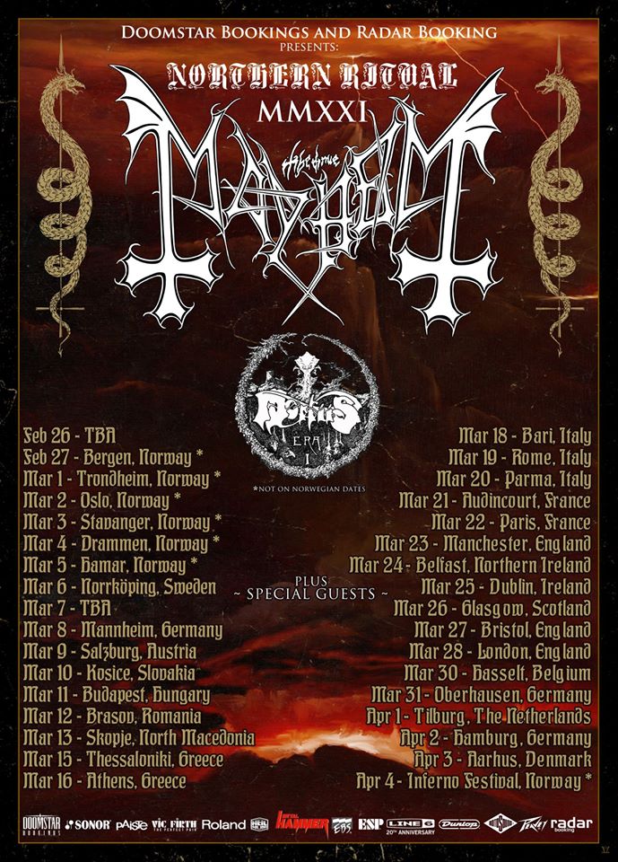 Mayhem NORTHERN RITUAL MMXXI Tourplakat