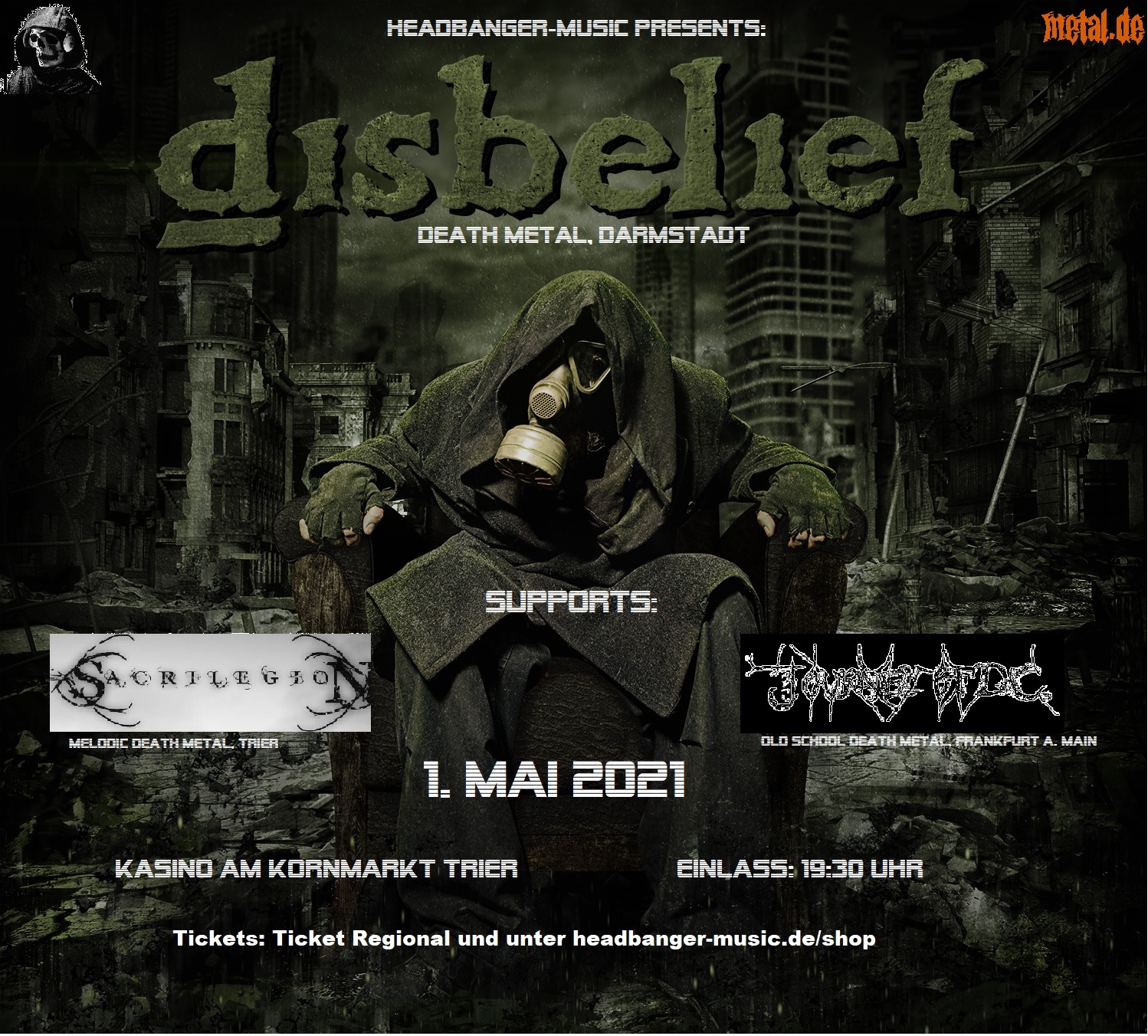 DISBELIEF in Trier veranstaltet von Headbanger-Music