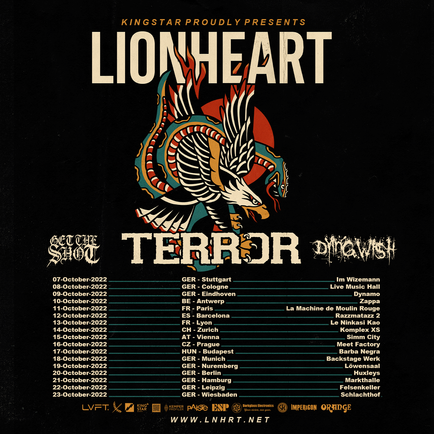 Lionheart Tourposter EU Tour 2022