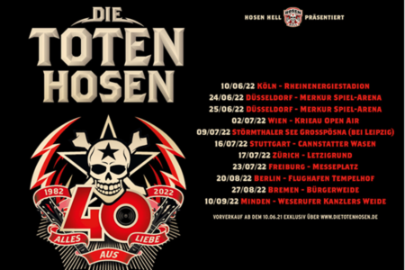 Tourplakat zur "Alles aus Liebe"-Tour zu 40 Jahren DIE TOTEN HOSEN.