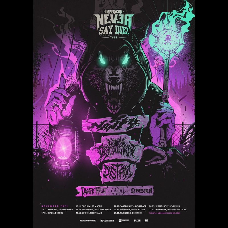 Tourplakat der Impericon „Never Say Die!“-Tour 2021