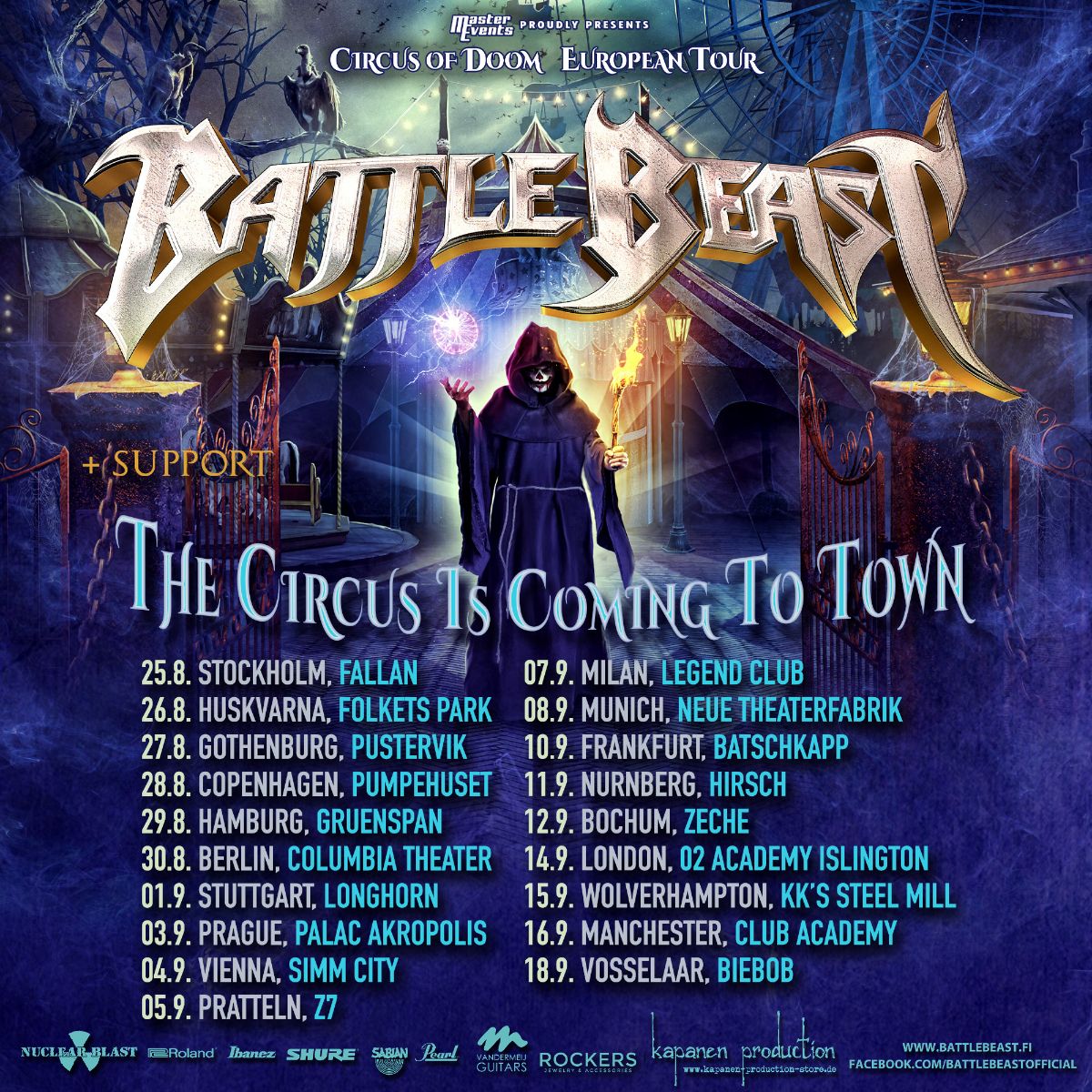 Battle Beast - Circus of Doom Tour 2022