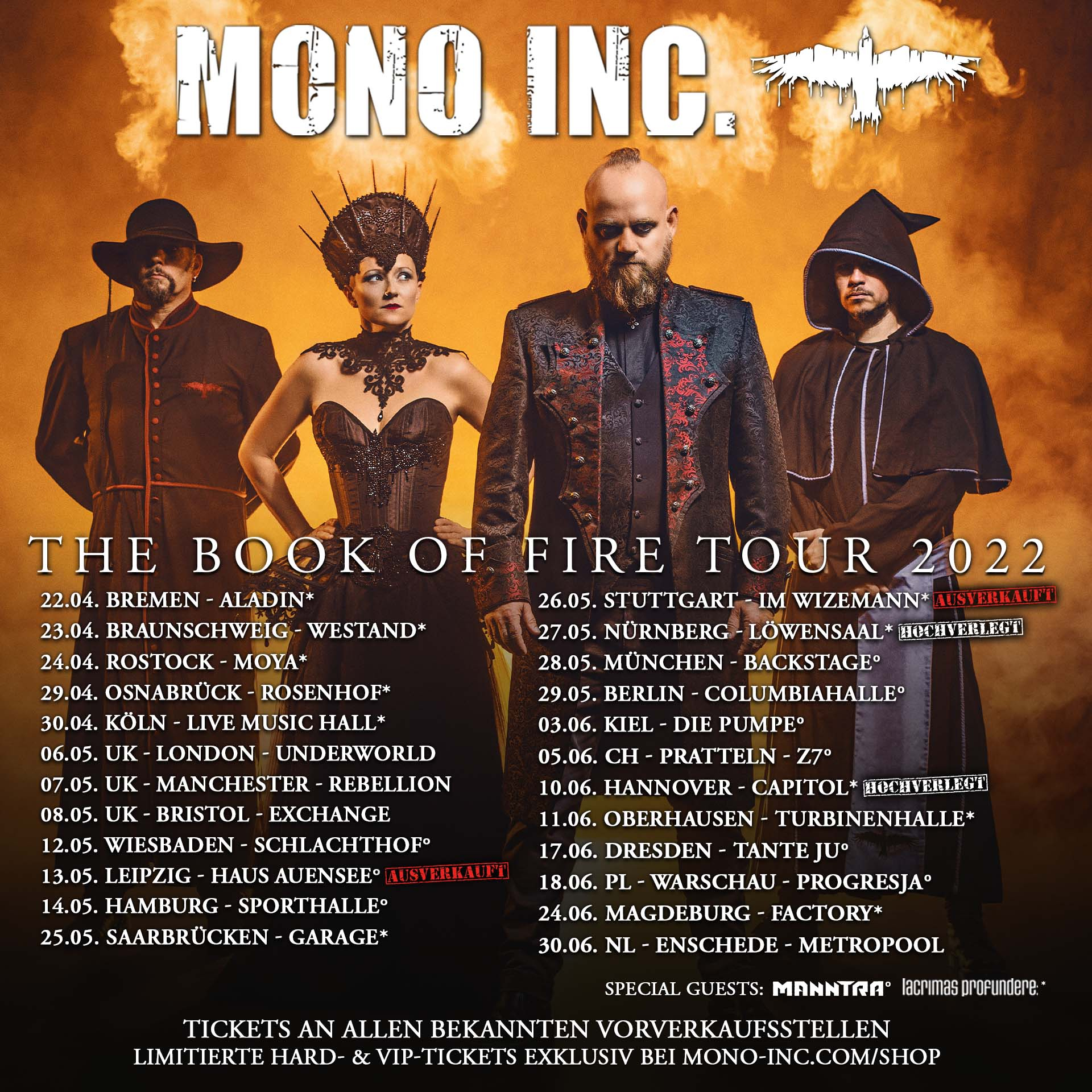 Flyer der Mono Inc. - The Book Of Fire Tour 2022