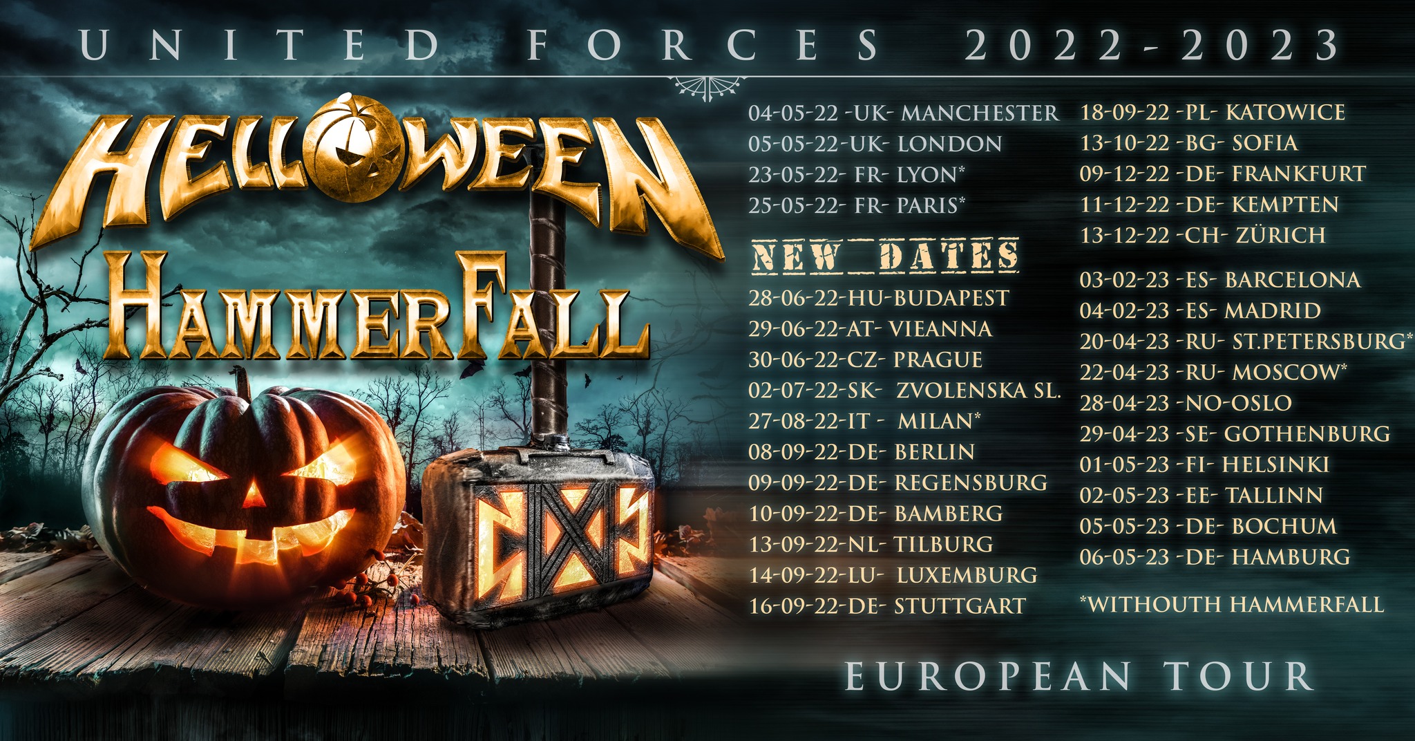 Flyer der Hammerfall & Helloween - United Forces Tour 2022 -2023