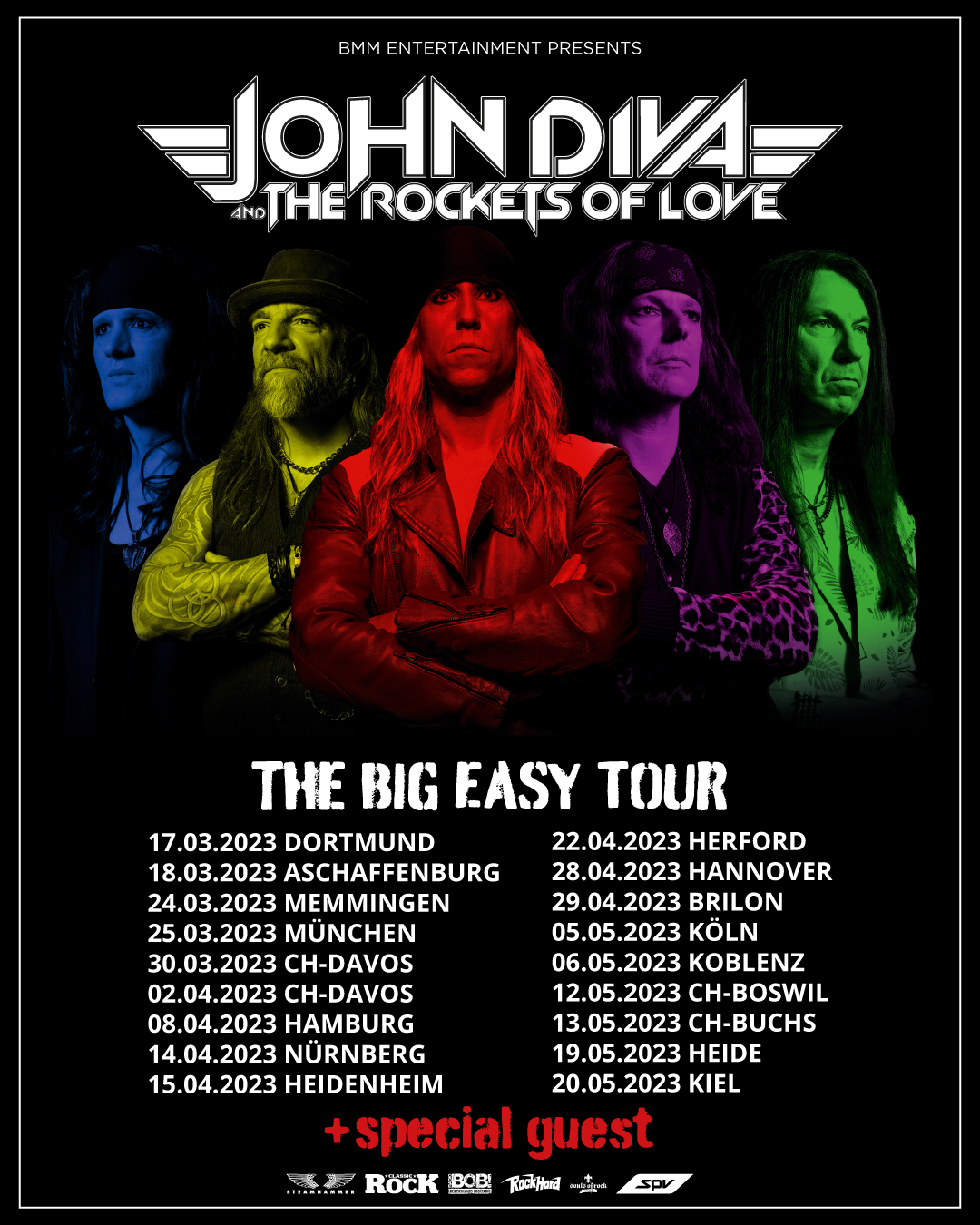 Flyer der John Diva & The Rockets Of Love - The Big Easy Tour 2023