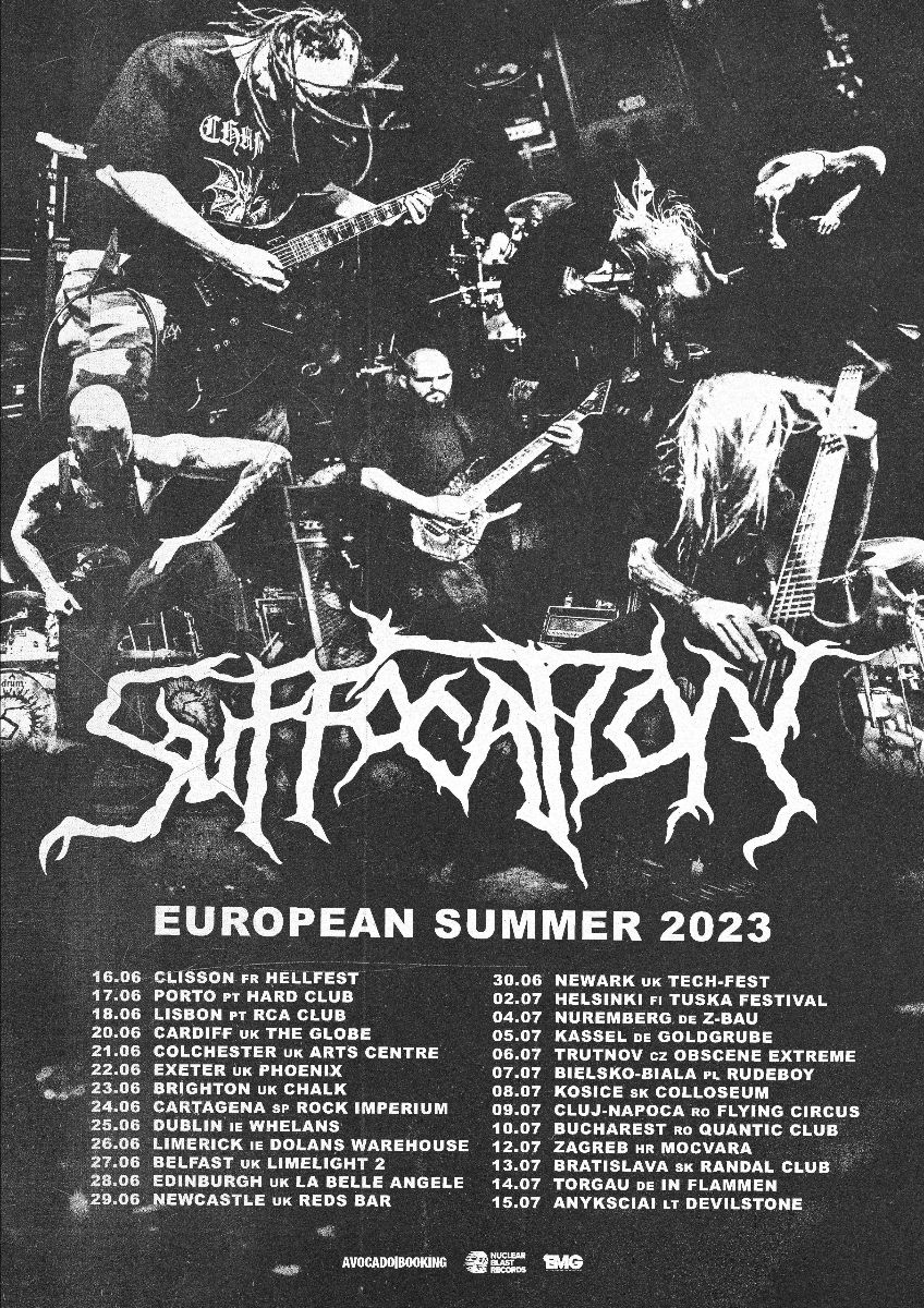 Flyer der Suffocation - EUROPEAN SUMMER TOUR 2023