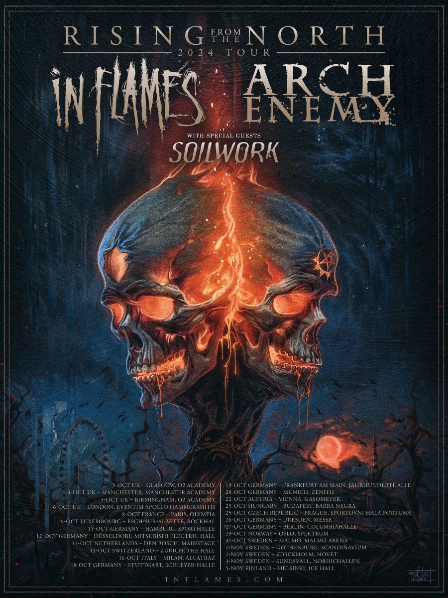 Tourplakat von In Flames und Arch Enemy - RisingFrom The North Tour 2024