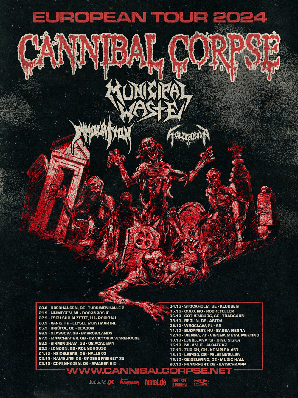 Tourplakat – Cannibal Corpse – European Tour 2024
