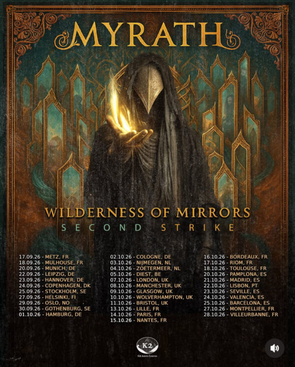 Poster zur "Wilderness of Mirrors - Second Strike"-Tour von Myrath