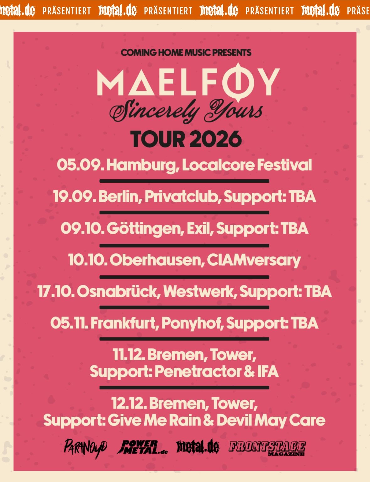 MAELFØY - Sincerely Yours Tour 2026