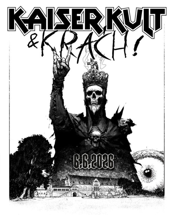 Grafik zur Ausstellung "Kaiser, Kult & Krach – 66 Stories aus Hard Rock und Metal"