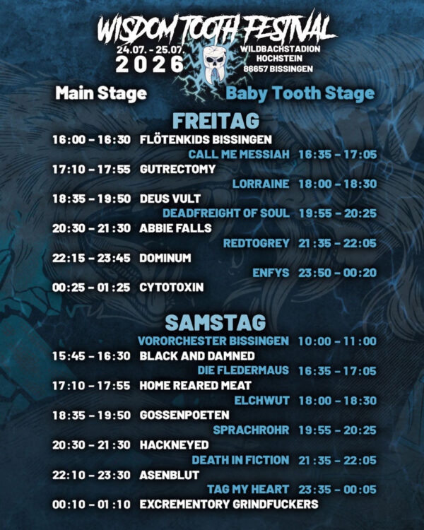 Wisdom Tooth Festival 2026 - Running Order