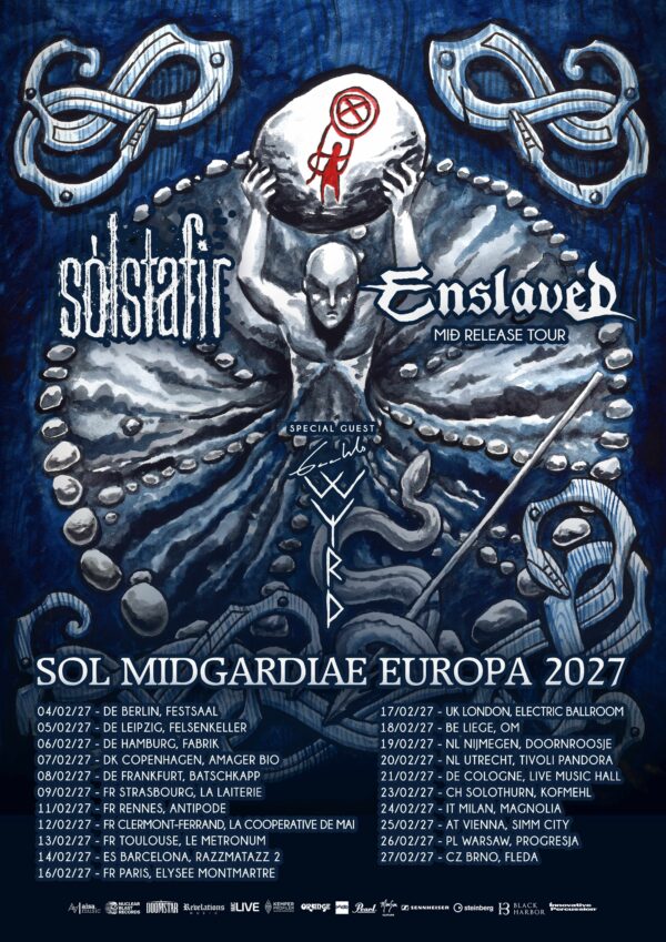 Tour-Plakat zur Co-Headliner-Tour von Sólstafir und Enslaved im Februar 2027